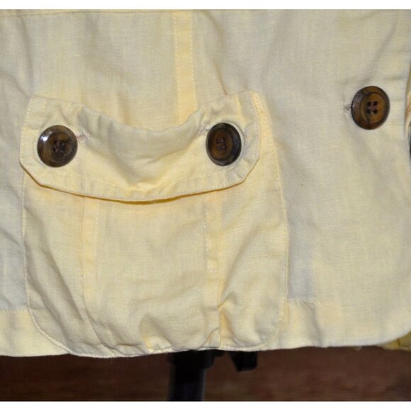 Chico's Butter Yellow Button Front Linen Jacket Size 3 XL 3/4 Roll Tab Sleeves - Picture 5 of 12